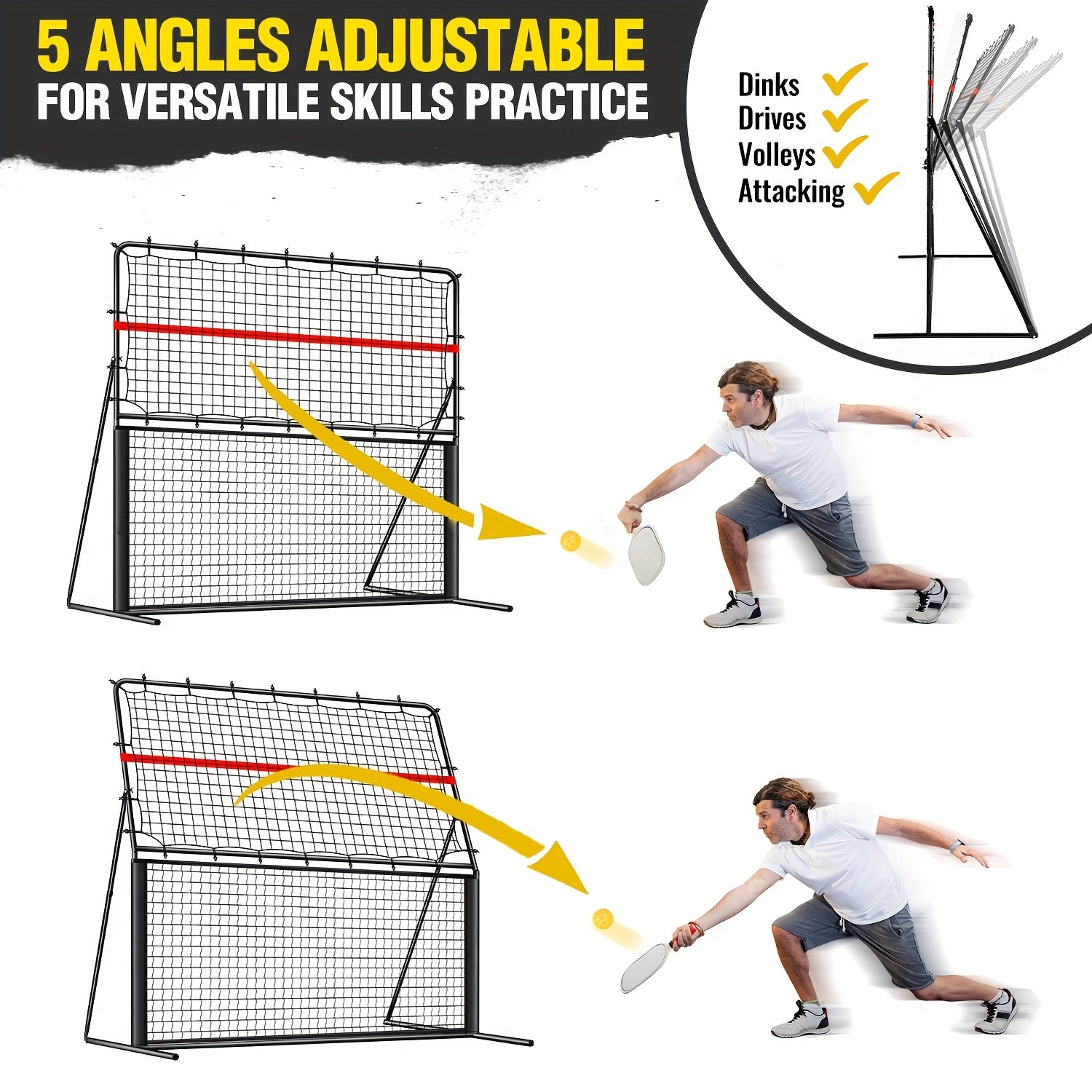 FITPLAY Adjustable Angle Pickleball Rebound Net 2 In 1 Trainer - Revitalize Mind Body