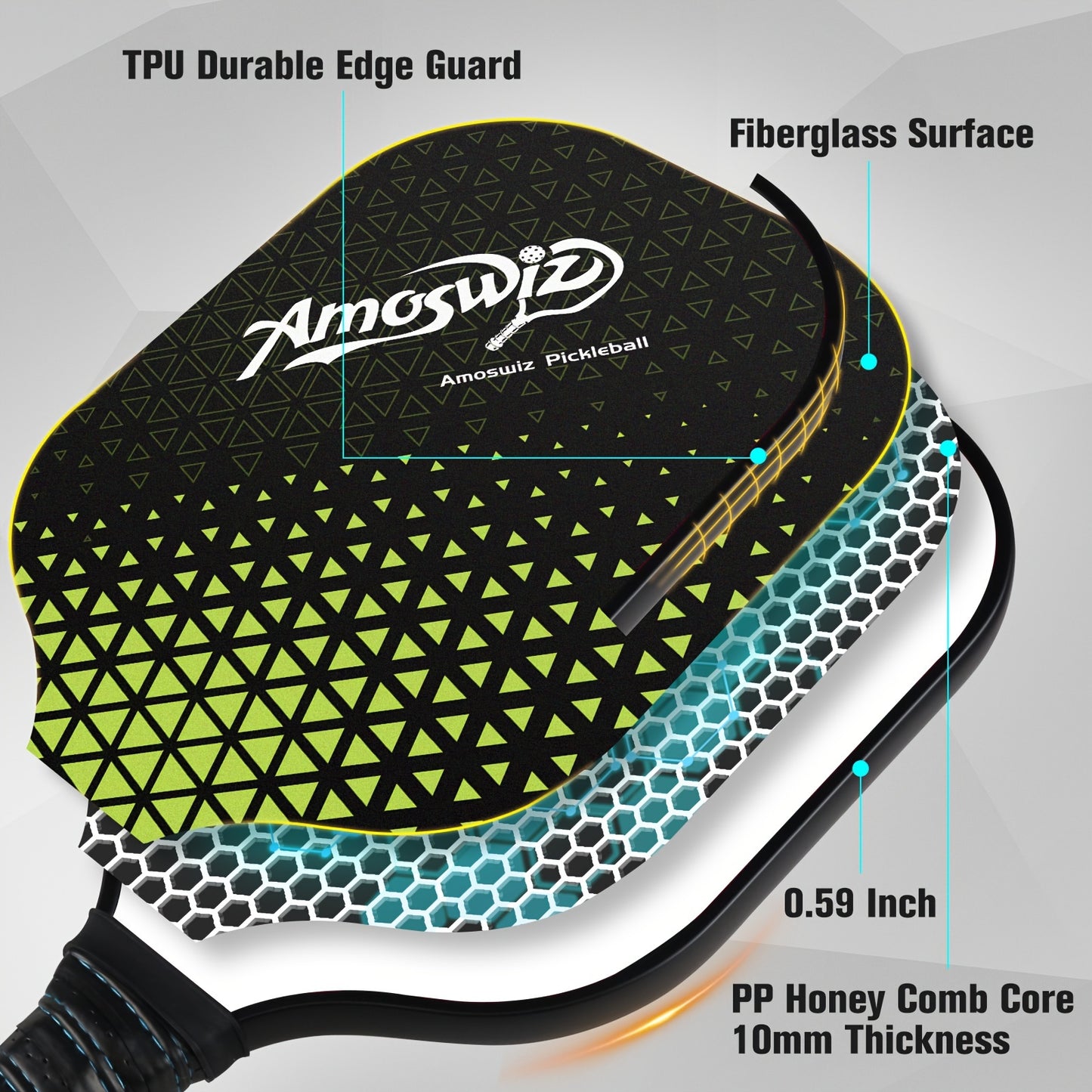 AMOSWIZ Fiberglass Pickleball Paddles Set Four With Balls For Beginners
