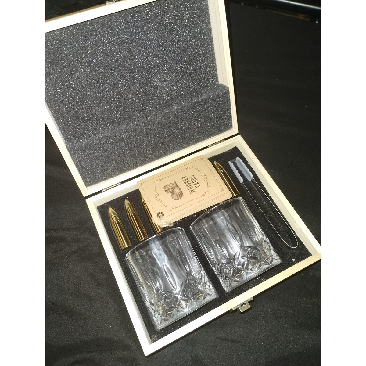Stainless Steel Bullet Whiskey Cooling Stones With Wooden Box