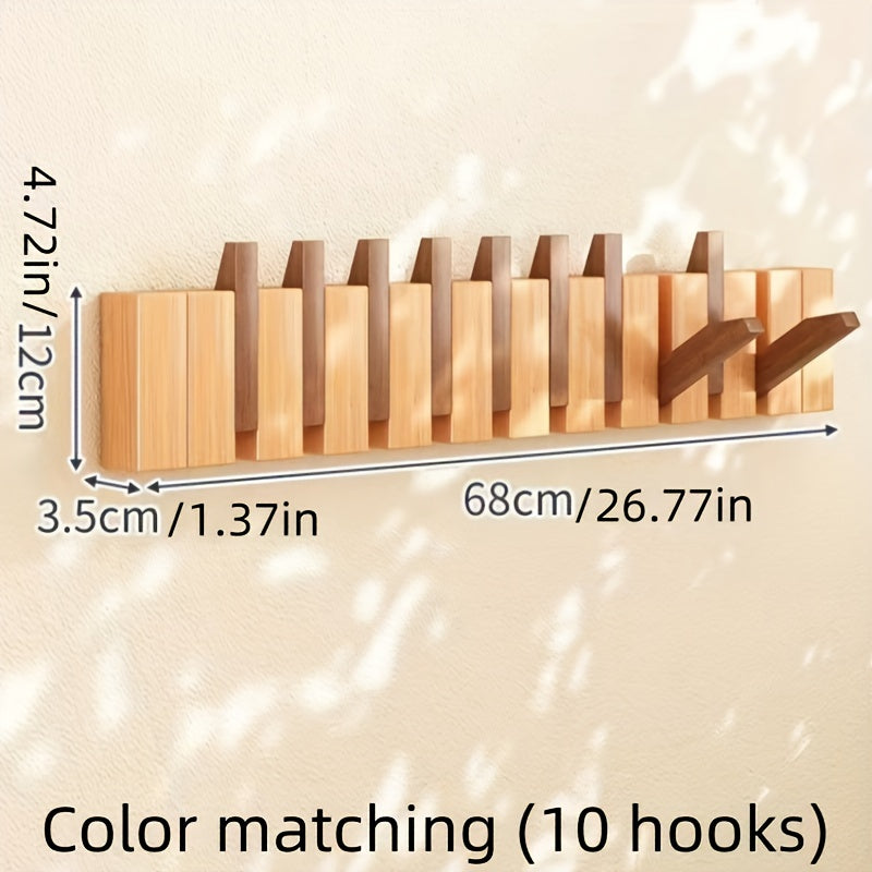 Ecoboom Boho Style Wooden Piano Key Wall Rack Coat Hook