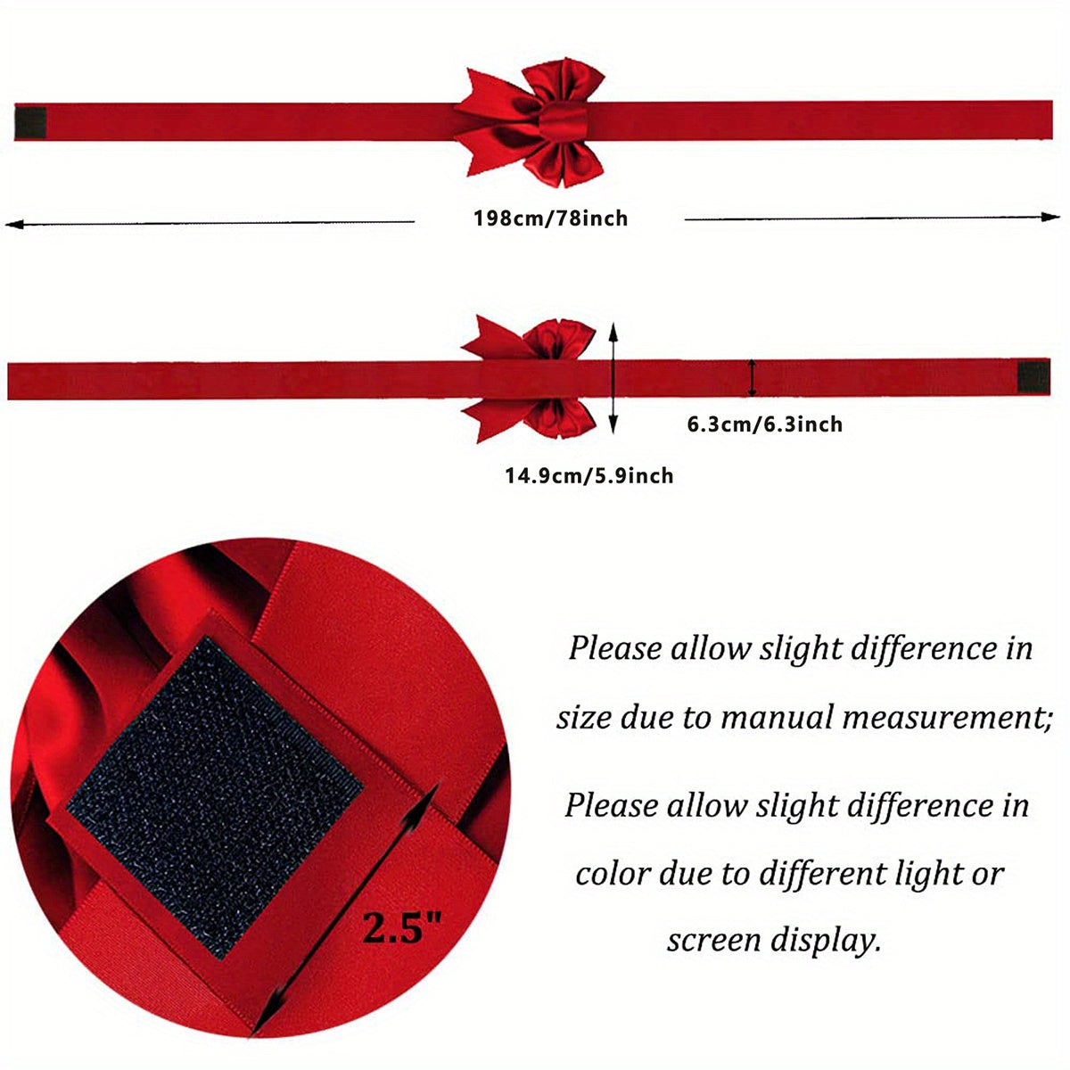 Red Christmas Bow Set With Adhesive Strips For Easy Hanging