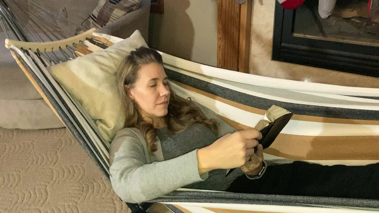 SZHLUX Heavy Duty 450lb Double Hammock With Steel Stand