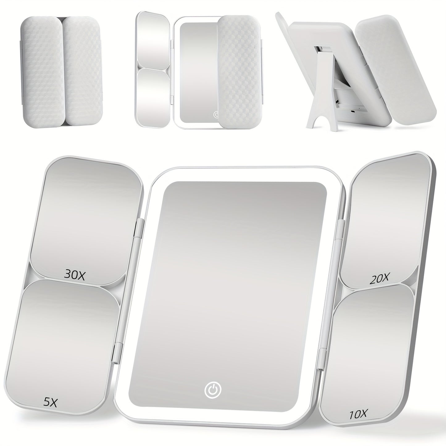 LED Makeup Mirror 5X 10X 20X 30X Magnification Foldable