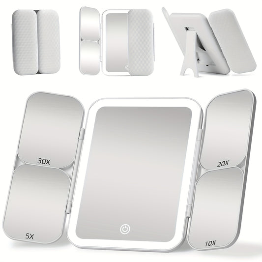 LED Makeup Mirror 5X 10X 20X 30X Magnification Foldable