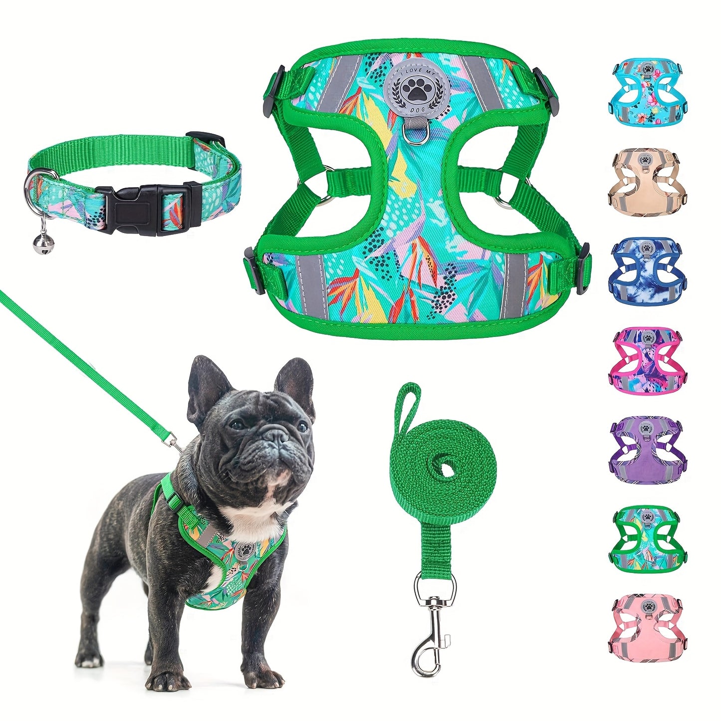 BEAUTYZOO No-Pull Dog Harness Collar And Leash Set
