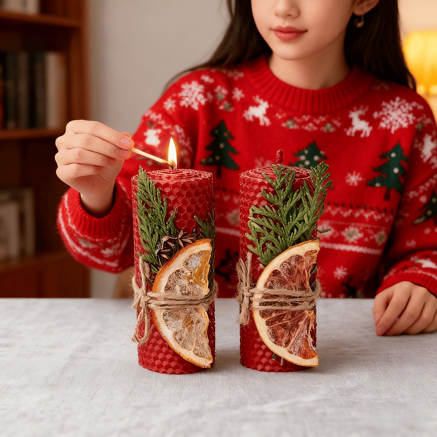 Beeswax Taper Candles Christmas Gift Box Eight Candles