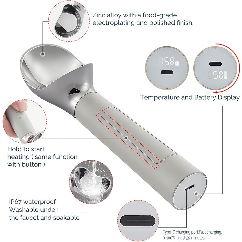 Handheld Electric Heated Ice Cream Scoop With Rechargeable Battery - Revitalize Mind Body