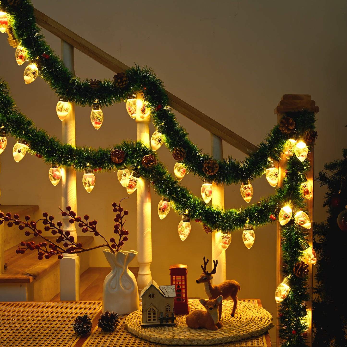 WAIPFARU LED Christmas Garland With Snow Globe Lights