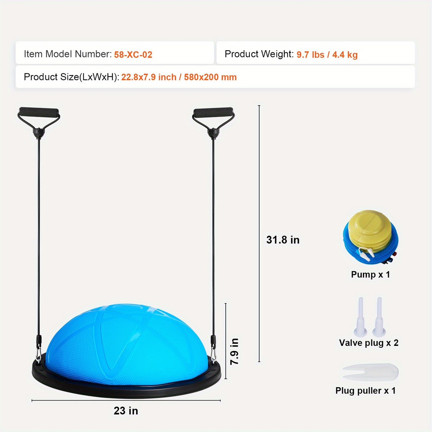 HAPPYBUY Half Exercise Ball Trainer With Bands And Pump - Revitalize Mind Body