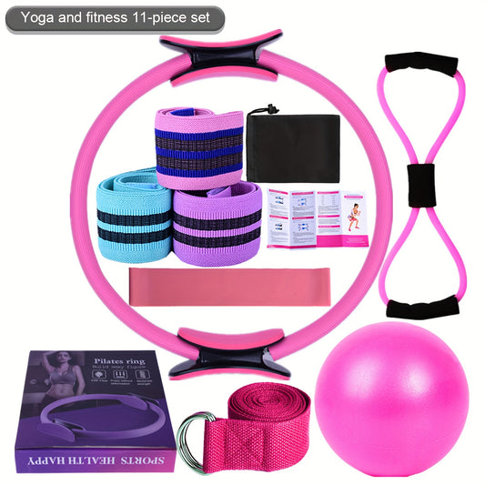 Yoga Fitness Set with Resistance Bands and Exercise Ball