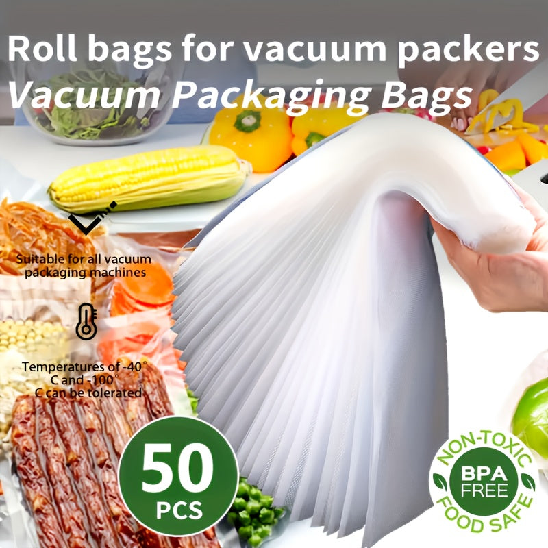 50pcs Food Vacuum Bags, Vacuum Sealing Machine Packaging Bags, Used For Kitchen Storage And Food Preservation, Kitchen Accessories, Suitable For Vacuum Storage And Food Preparation, Anti Odor And Leak Proof, Refrigerator Pres - Revitalize Mind Body