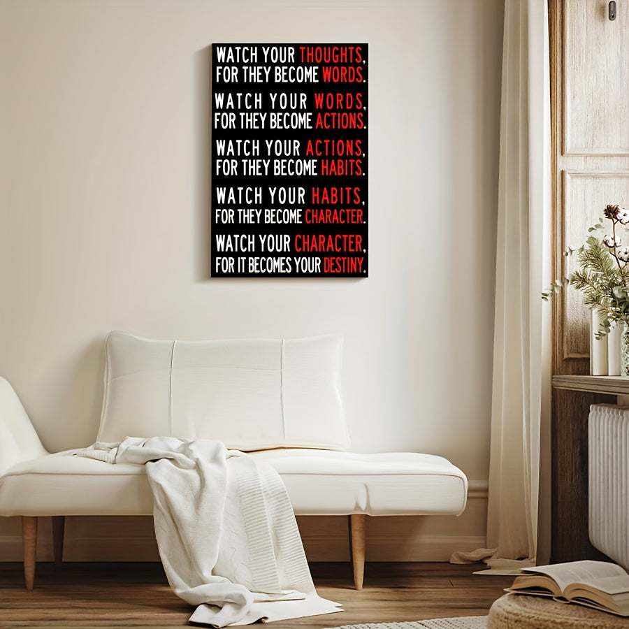 Watch Your Thoughts Inspirational Quote Canvas Art Decor