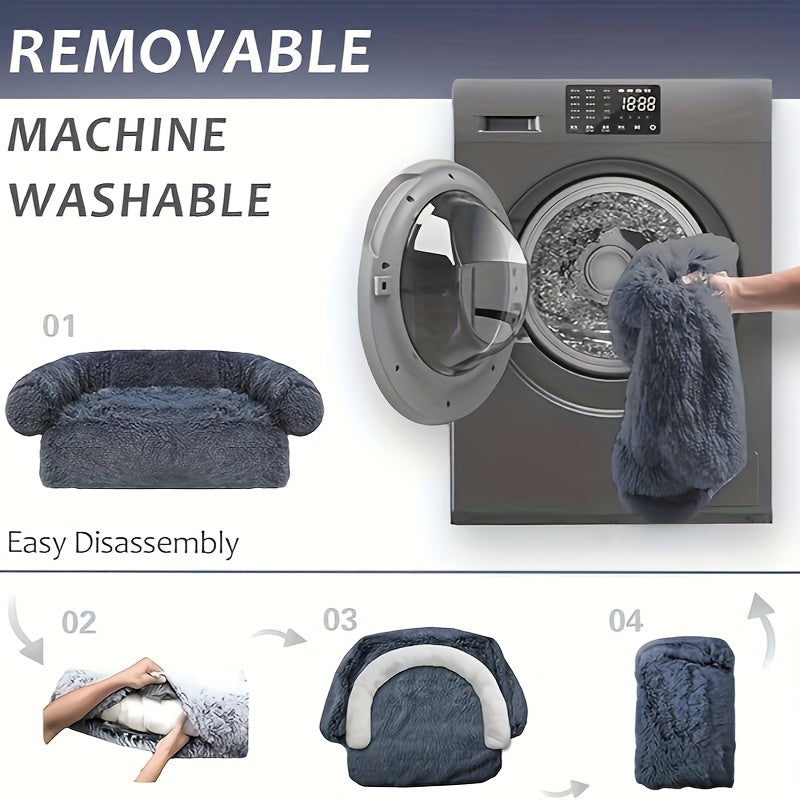 Fluffy Plush Calming Dog Bed With Washable Removable Cover