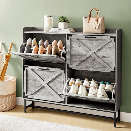 GINOST Shoe Storage Organizer Cabinet With 2 Drawers