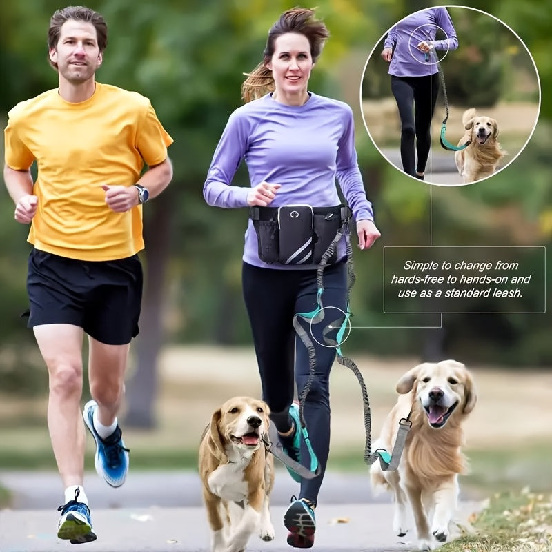 Extendable Hands Free Dog Leash Set With Waist Pack