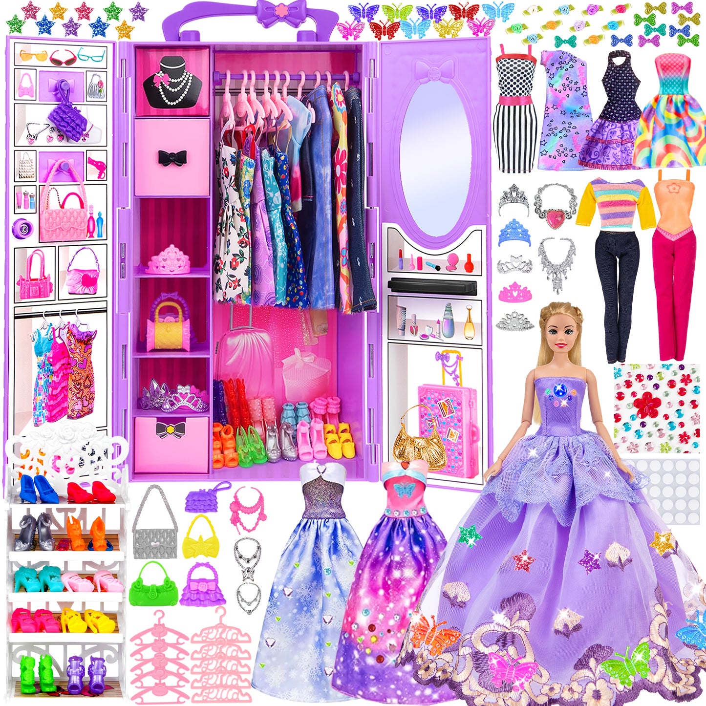 EBUDDY Fashion Doll Closet Set With Dress Up Accessories