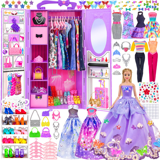 EBUDDY Fashion Doll Closet Set With Dress Up Accessories