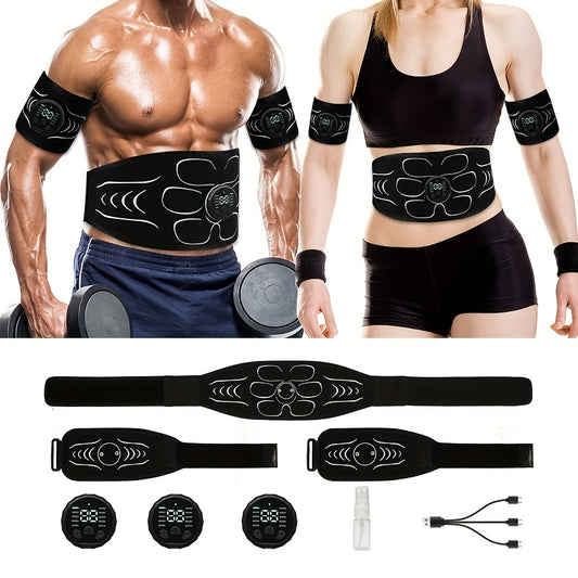 EMS Fitness Belt Three Piece Set, Thickened Fitness Belt, Home Fitness Equipment, Muscle Stimulator, Abdominal Muscle Shaping Belt, Arm, Abdominal, And Thigh Muscle Relaxation And Body Shaping, Valentine's Day Gift - Revitalize Mind Body