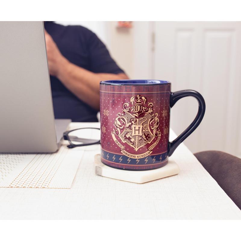 Silver Buffalo Harry Potter Hogwarts Crest Holiday Sweater Heat-Reveal Ceramic Mug