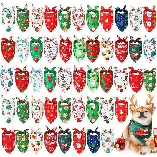 OUTUS Christmas Dog Bandanas 50pcs Gift Set For Dogs