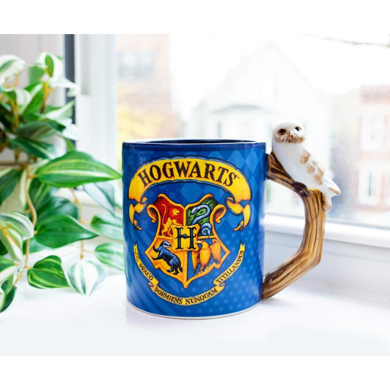 Silver Buffalo Harry Potter Hogwarts Crest Sculpted Handle Mug