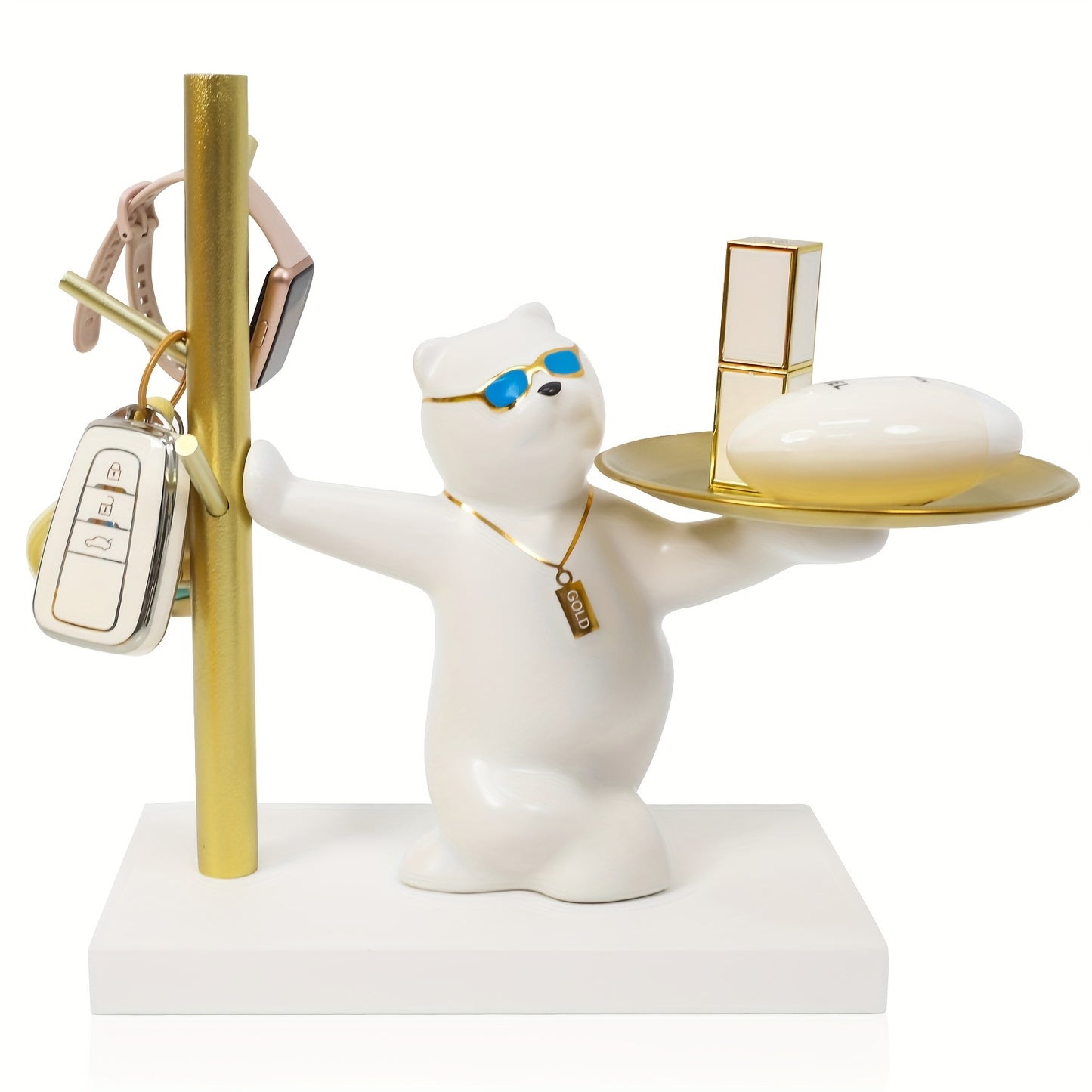 YGJT Resin Bulldog Tray Key Holder Jewelry Tray Decor