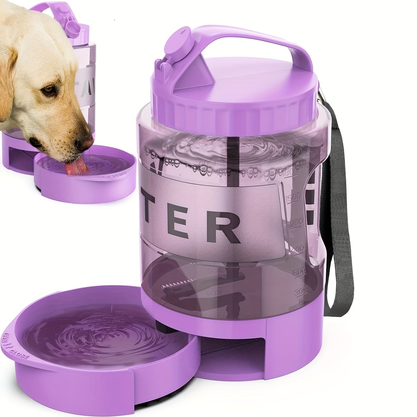 Lesotc Dog Travel Water Bottle With Portable Bowl Dispenser