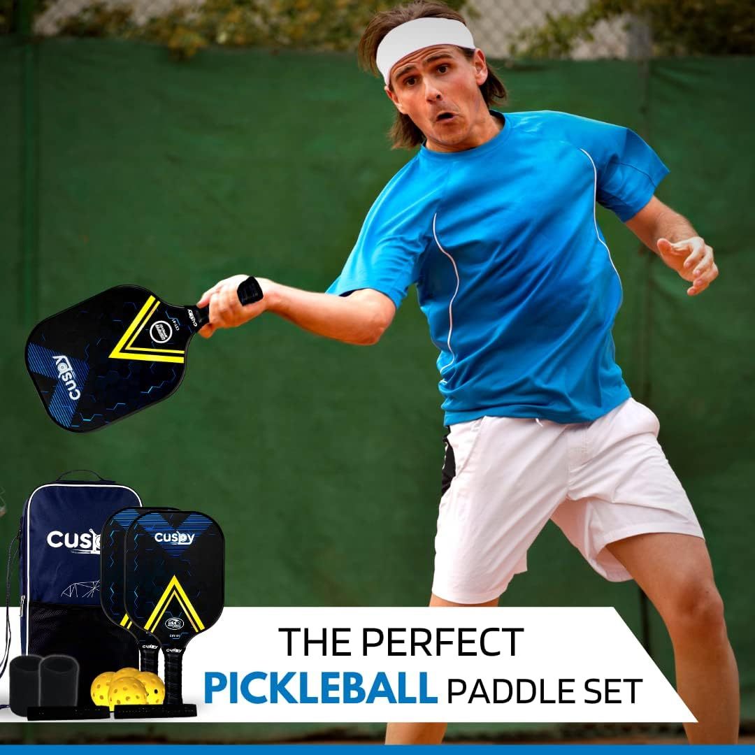 Cuspy USAPA Pickleball Paddles Set With Graphite Surface Balls