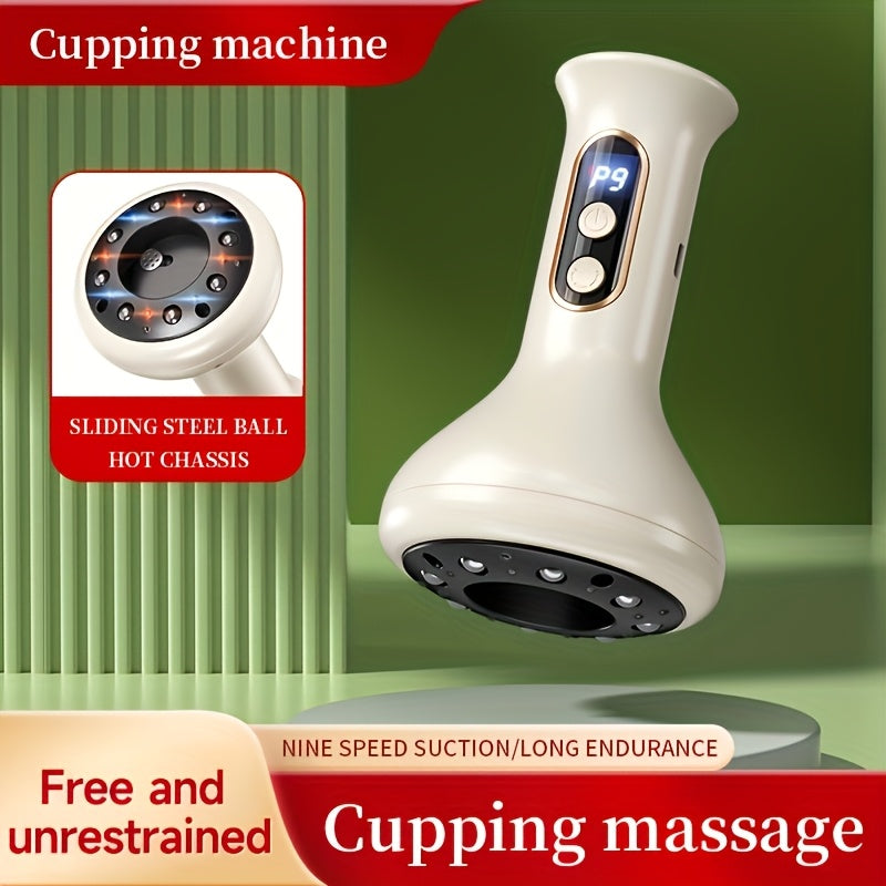 USB Rechargeable Electric Gua Sha And Cupping Device with 9 Adjustable Intensity Levels And a Heated Base, Featuring Sliding Steel Balls, Suitable for Home Massage on The Back, Arms, Legs, And Full Body Cupping Massage, an Id - Revitalize Mind Body