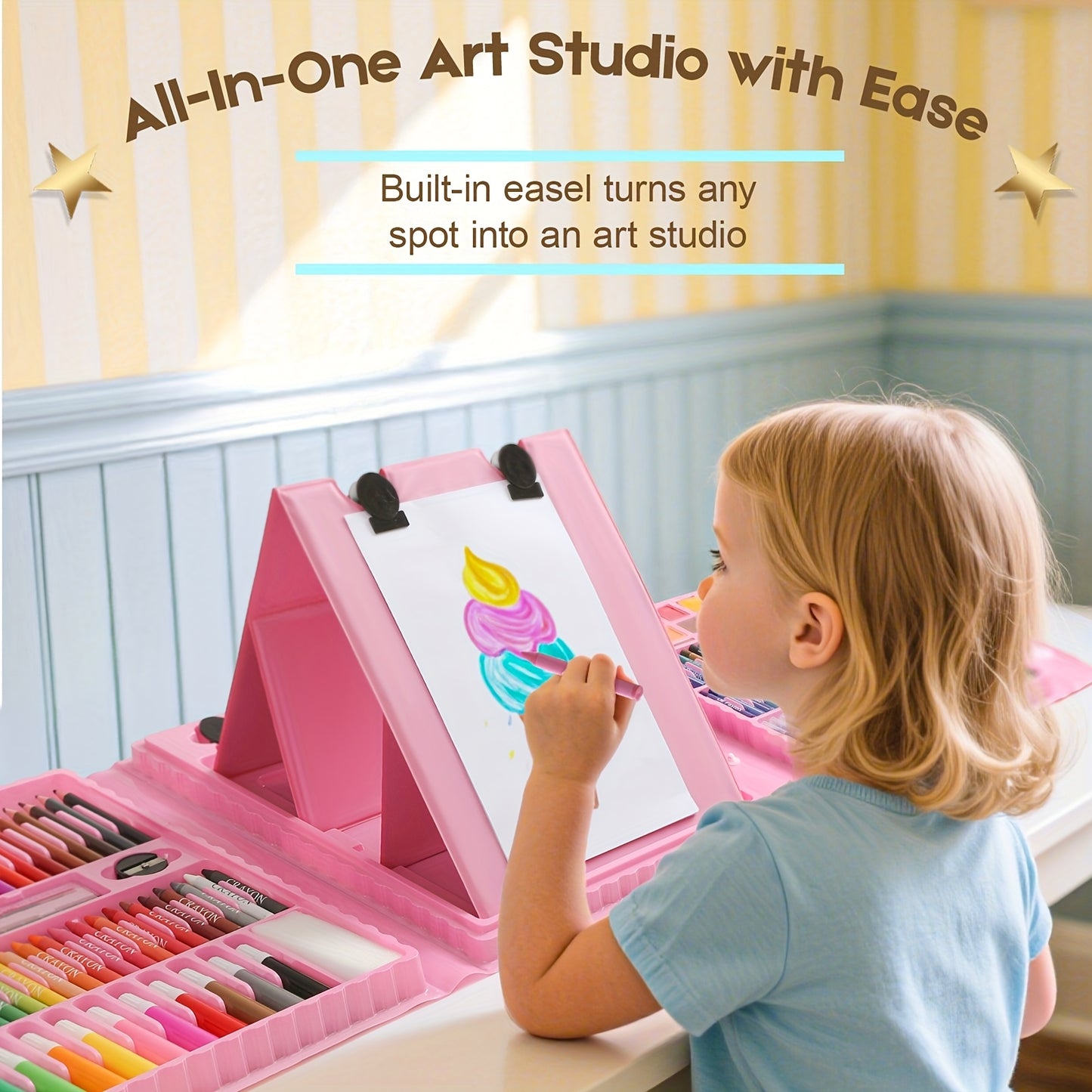 PASAMIC 237Pcs Kids Art Set With Double Sided Easel