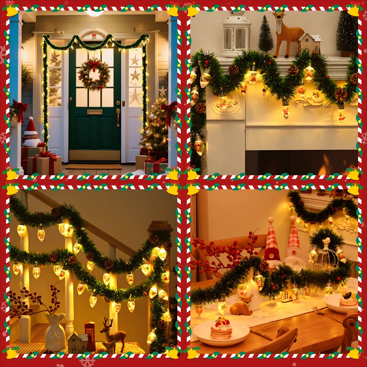 WAIPFARU LED Christmas Garland With Snow Globe Lights