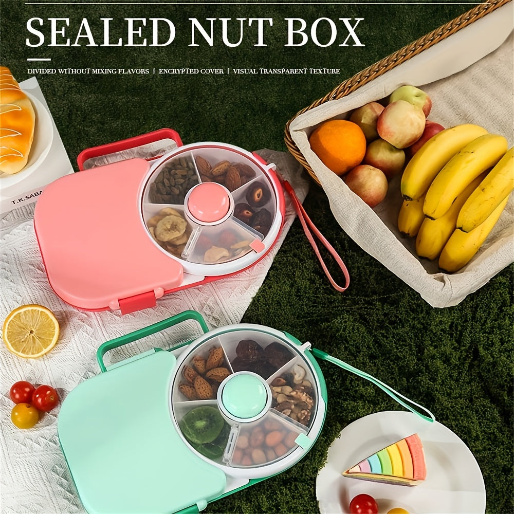 Faridabio 1pc Portable Tote Bag Rotating Lunch Box Picnic Snack Tray School With Lunch Box Picnic Camping Snacks Rotating Fruit Tray Sealed Dry Fruit Tray Moisture Resistant And Silicone Cleaning Brush - Revitalize Mind Body