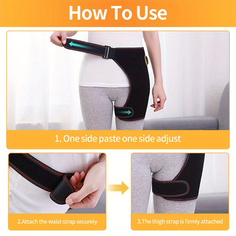 [Heated Hip Support] 3 Massagers Heated Hip Joint Support | USB Electric Heating Hip Joint Support with Vibration and Heating Settings - Revitalize Mind Body