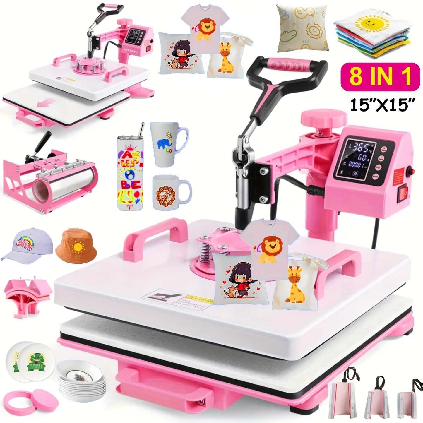HOMDOX Sublimation Heat Press 8-In-1 Professional Combo