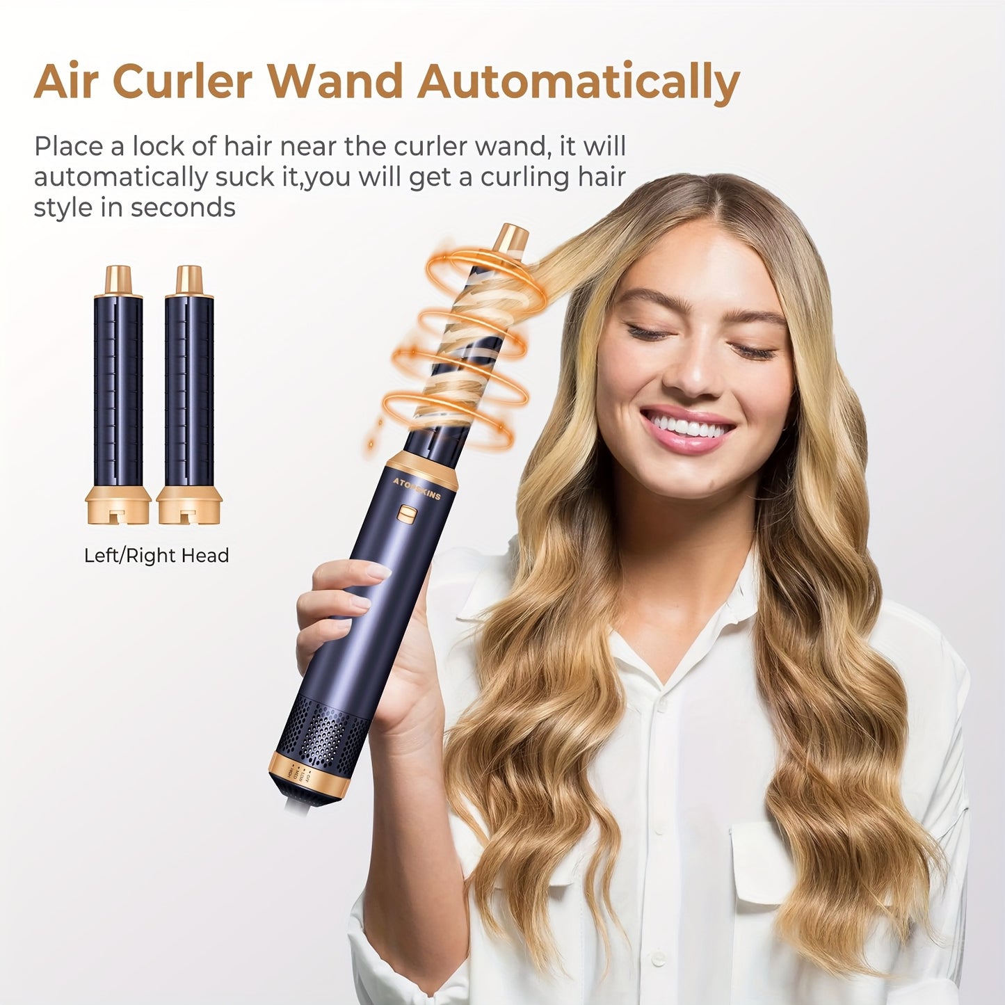 UKLISS 5-In-1 Hair Dryer Brush Styler Detachable Hot Air
