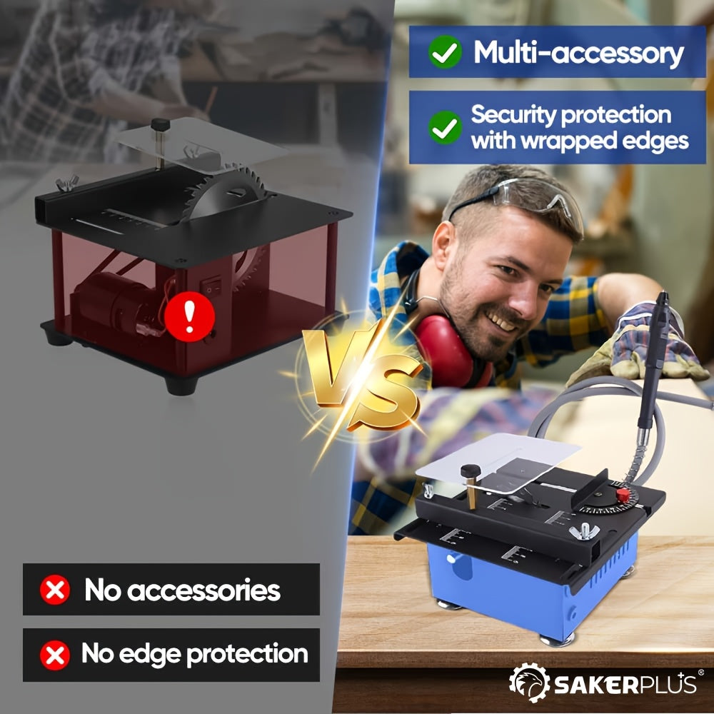 SAKERPLUS Mini Table Saw 110V Desktop Cutter 7 Speeds