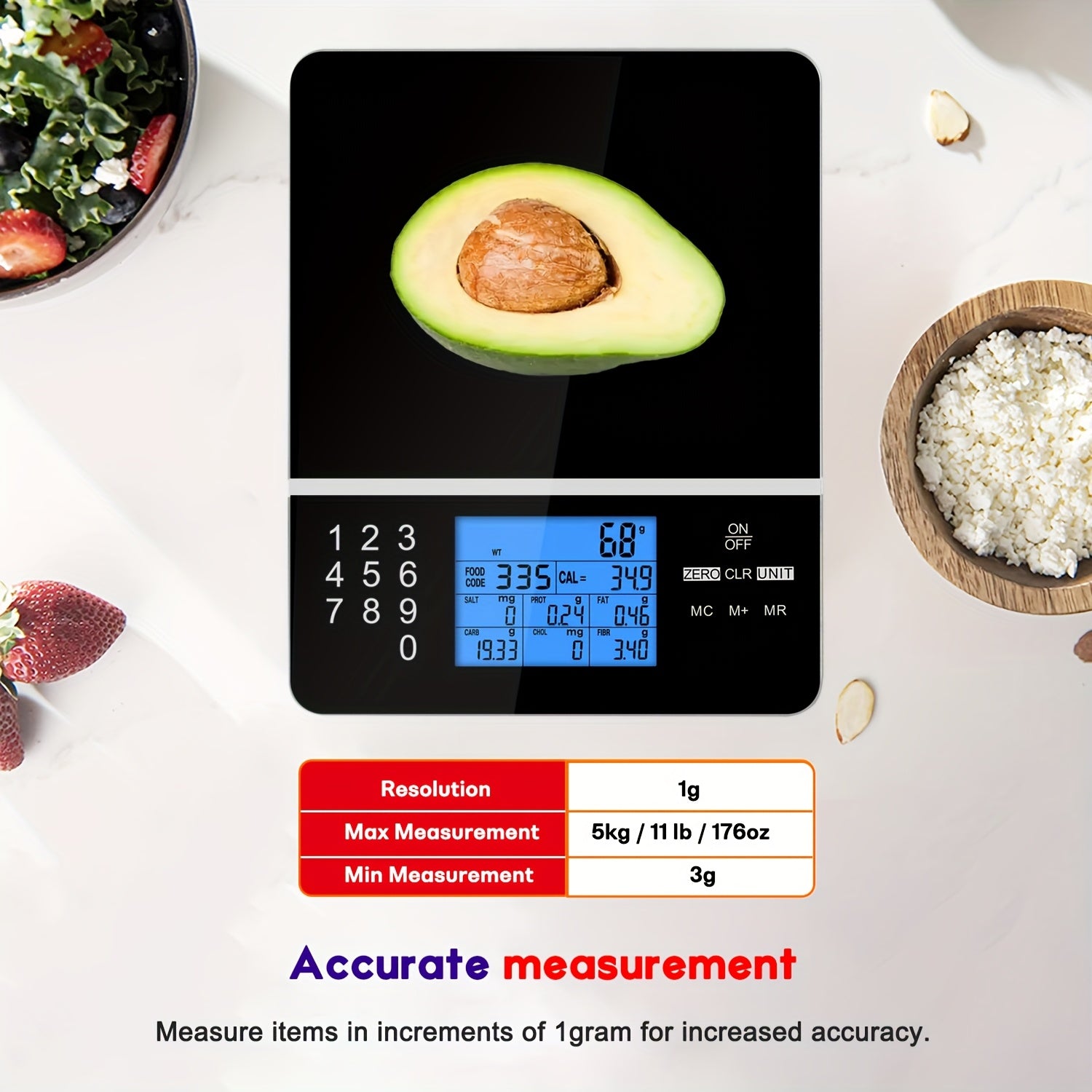 Ataller Digital Food Scale with Nutritional Calculator and Calorie Counter - Revitalize Mind Body