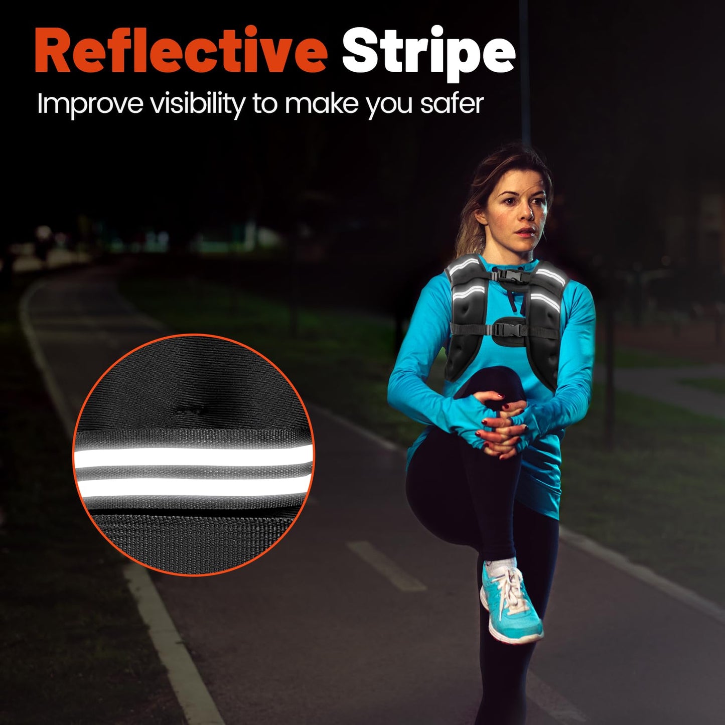 MAKIT HOME Weighted Vest With Reflective Strips And Adjustable Weights