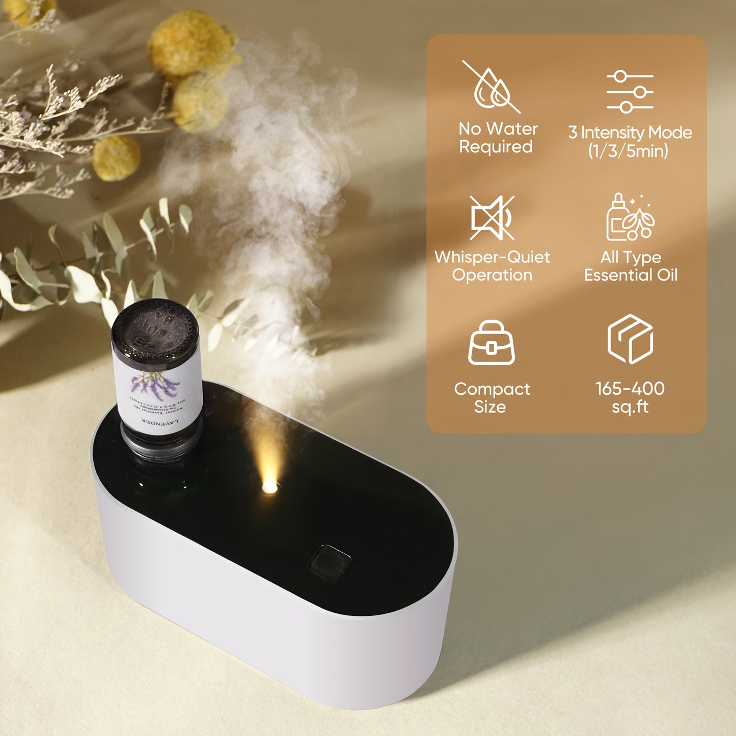 USB Powered Compact Aroma Diffuser Humidifier With Three Mist Settings