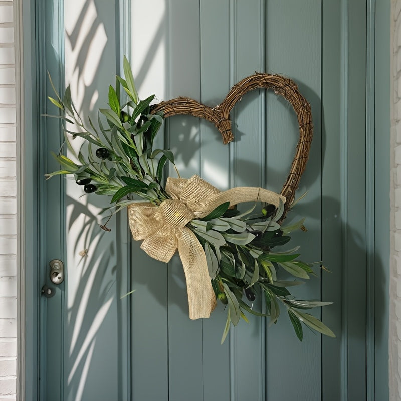 Rustic Heart Shaped Olive And Berry Garland Home Decor
