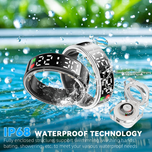 [Aura Pro Smart Ring] Aura Pro Stainless Steel Smart Ring | Activity & Sleep Tracker, Swimming Monitor, Gesture Photo Control | Long Battery Life, Portable Charging Case, Father's Day/Mother's Day Tech Gift For Women - Revitalize Mind Body