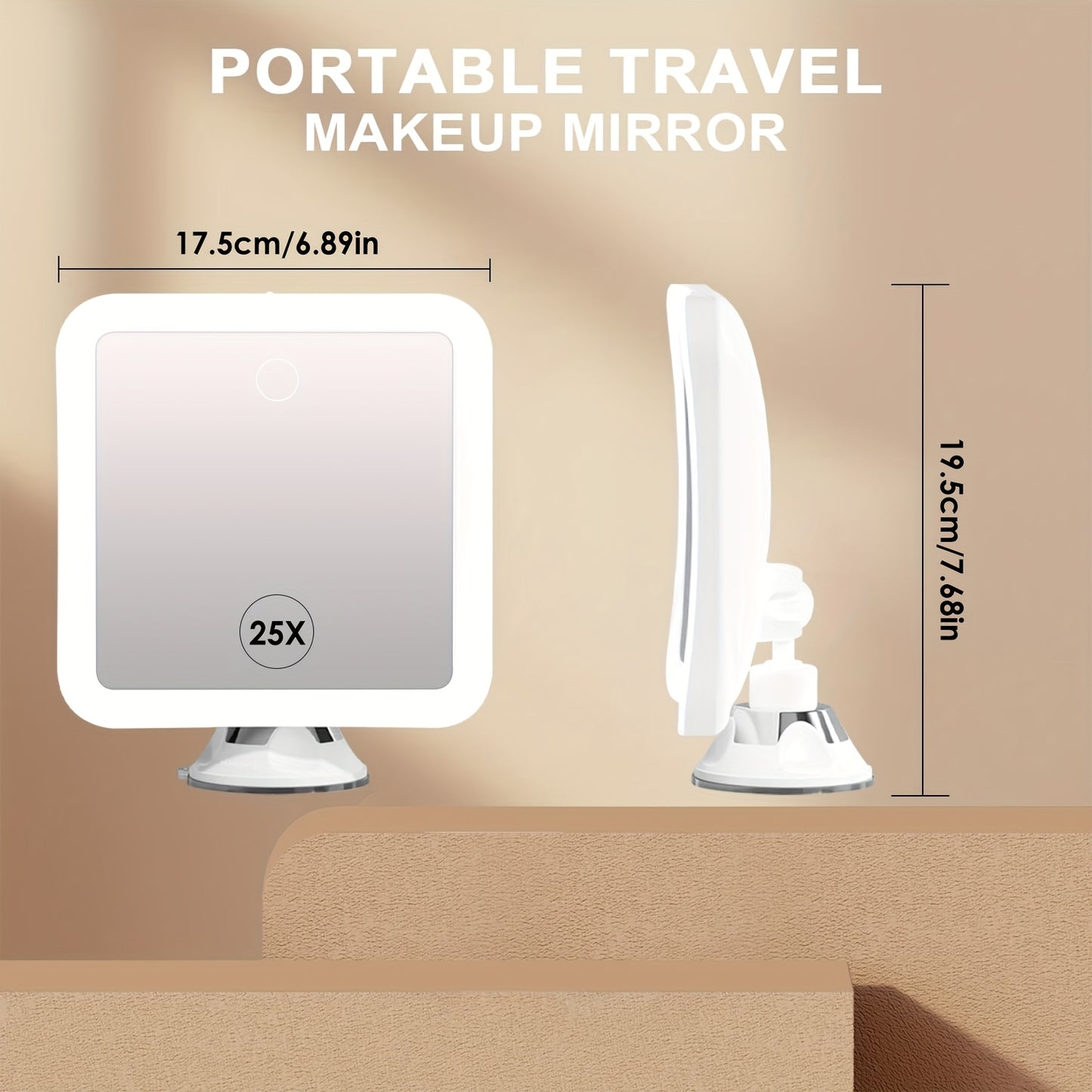 FANCYSEEU 25X Magnifying LED Makeup Mirror 3 Modes 2000mAh