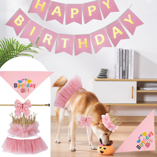 Dog Birthday Party Supplies Set with Hats and Banners