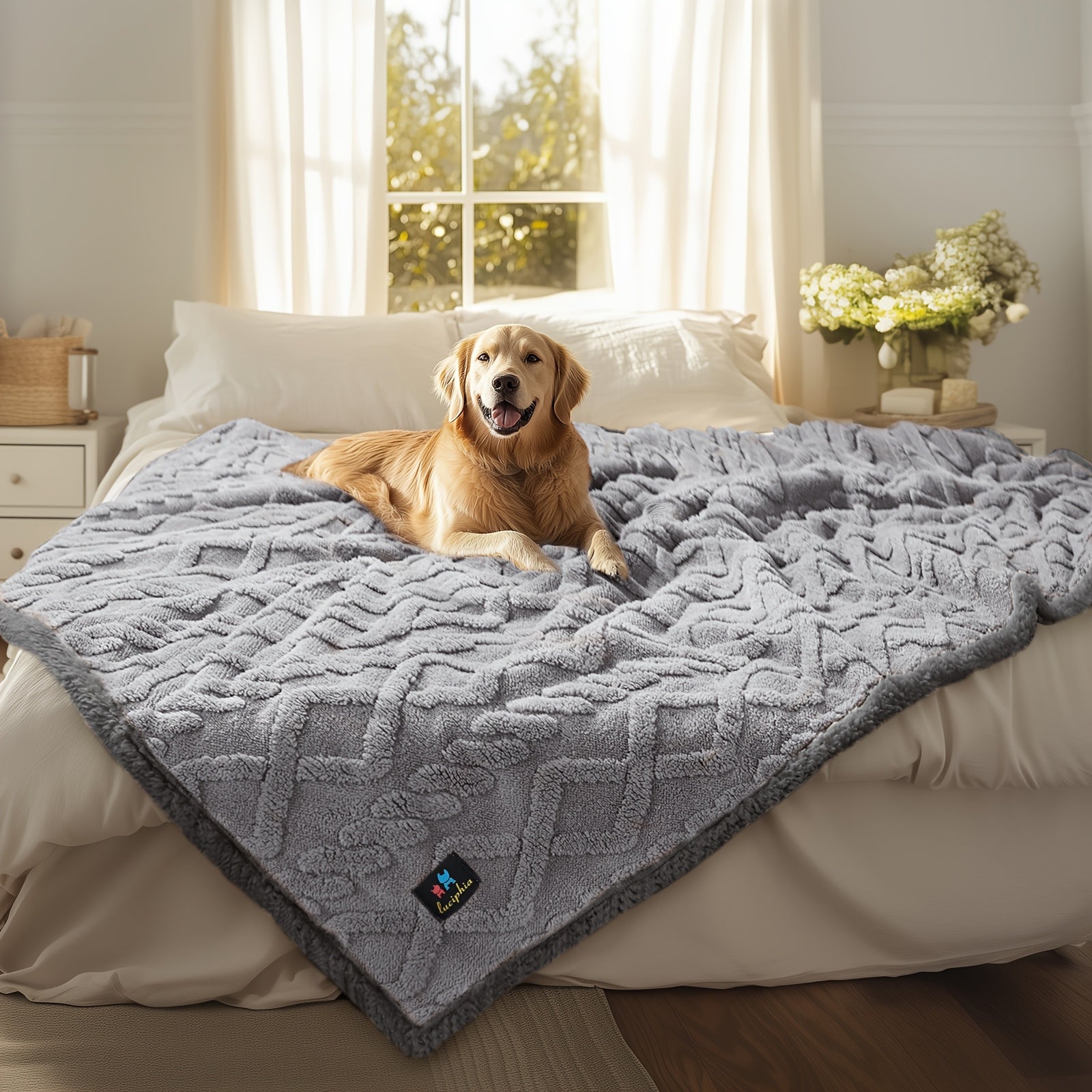 Liquid Pee Proof Pet Blanket With Reversible Sherpa Fleece - Revitalize Mind Body