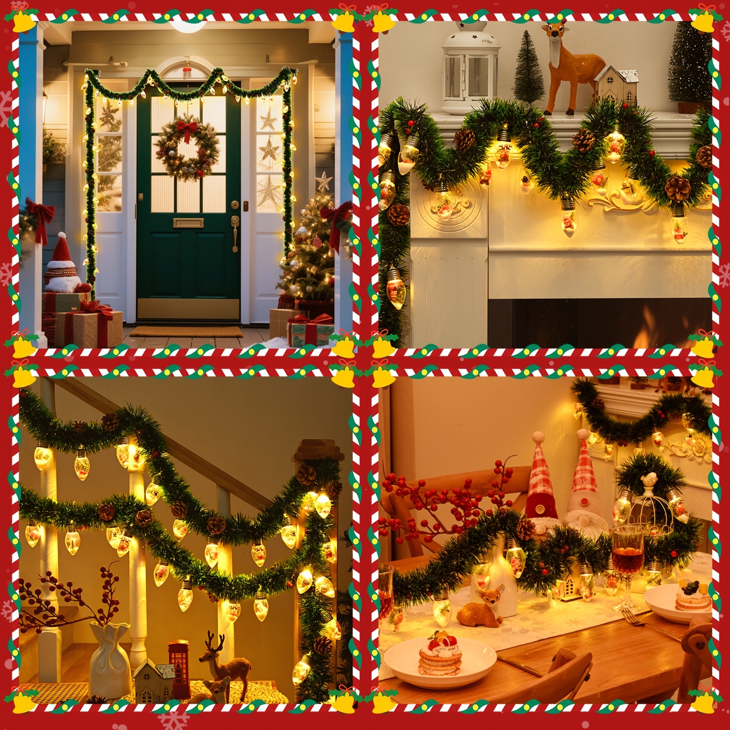 WAIPFARU LED Christmas Garland With Snow Globe Lights