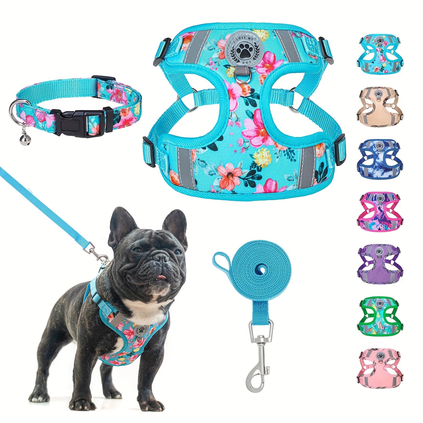 BEAUTYZOO No-Pull Dog Harness Collar And Leash Set