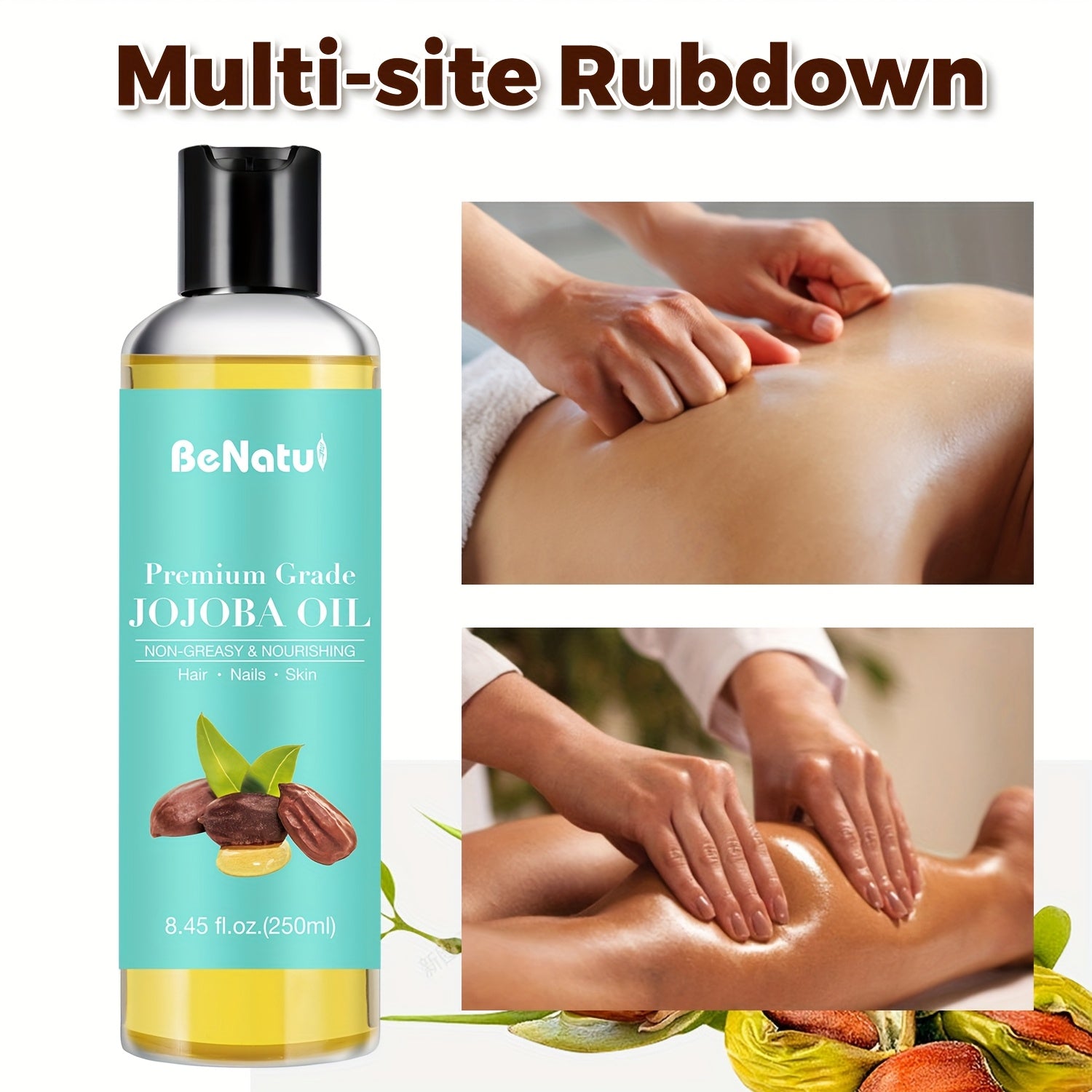 BENATU Castor Oil Jojoba Coconut Essential Oil Set - Revitalize Mind Body