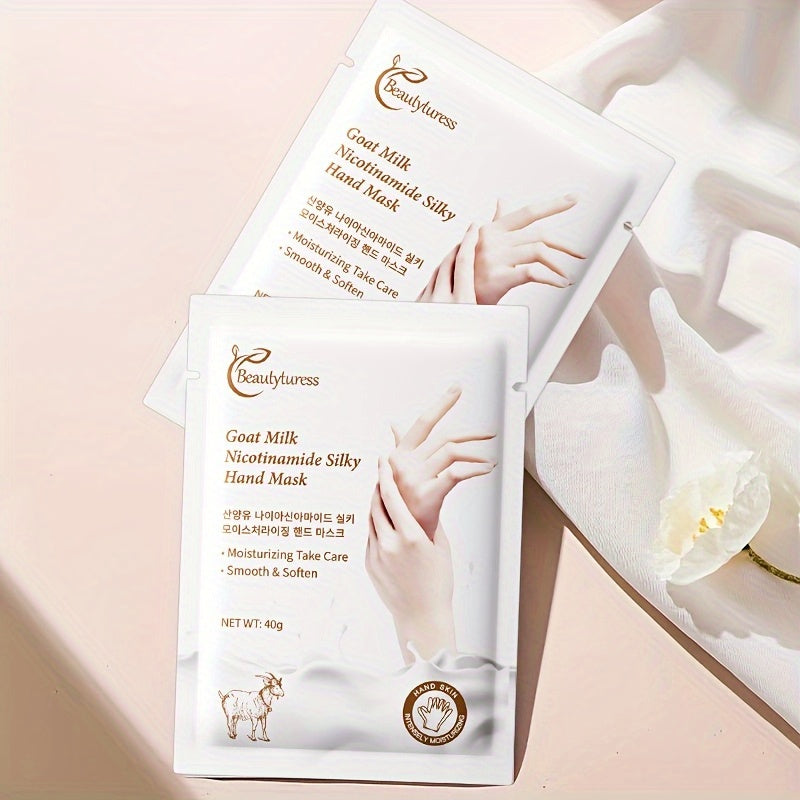 Goat Milk & Nicotinamide Hand Masks - 20 Pairs, Hypoallergenic, Moisturizing, Glycerin-Infused, Unscented, for Smooth & Soft Hands - Revitalize Mind Body