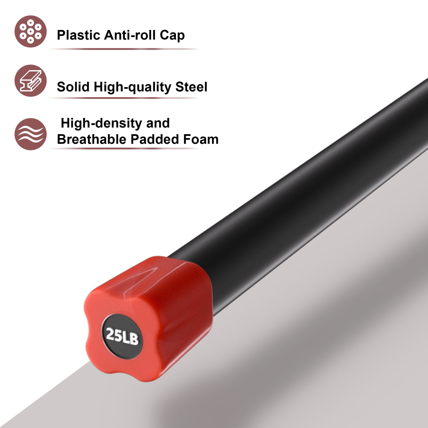 FITVIDS Weighted Bar For Home Workouts Steel Core Bar