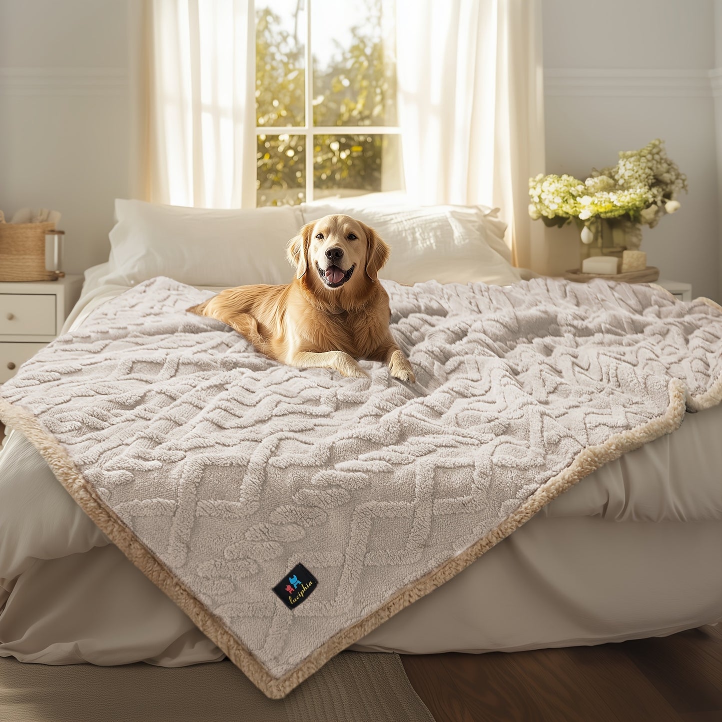 Liquid Pee Proof Pet Blanket With Reversible Sherpa Fleece - Revitalize Mind Body